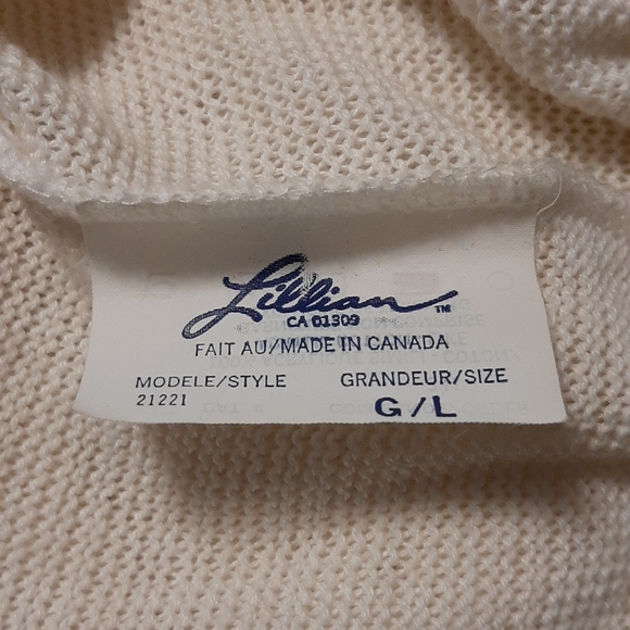 Vintage Lillian Two Piece Short Sleeve Top & Skirt Size Large Beige Floral Edge - Picture 7 of 8